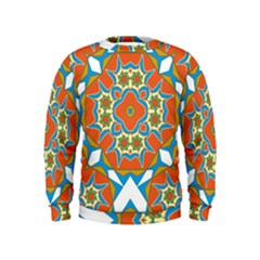 Digital Computer Graphic Geometric Kaleidoscope Kids  Sweatshirt by Simbadda