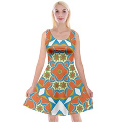 Digital Computer Graphic Geometric Kaleidoscope Reversible Velvet Sleeveless Dress