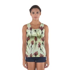 Vintage Style Seamless Floral Wallpaper Pattern Background Women s Sport Tank Top  by Simbadda