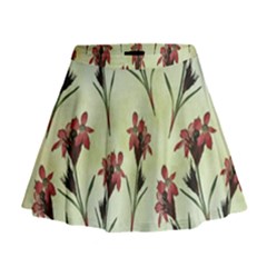 Vintage Style Seamless Floral Wallpaper Pattern Background Mini Flare Skirt