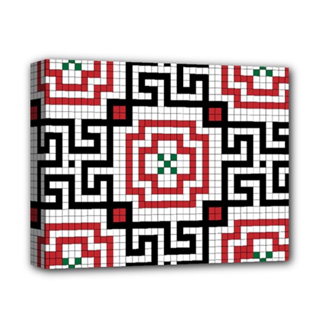 Vintage Style Seamless Black, White And Red Tile Pattern Wallpaper Background Deluxe Canvas 14  X 11 