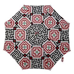 Vintage Style Seamless Black, White And Red Tile Pattern Wallpaper Background Hook Handle Umbrellas (medium)