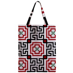 Vintage Style Seamless Black, White And Red Tile Pattern Wallpaper Background Zipper Classic Tote Bag