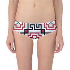 Vintage Style Seamless Black, White And Red Tile Pattern Wallpaper Background Classic Bikini Bottoms