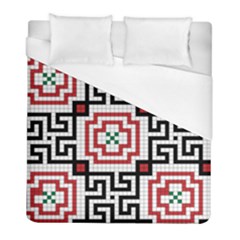 Vintage Style Seamless Black, White And Red Tile Pattern Wallpaper Background Duvet Cover (full/ Double Size) by Simbadda