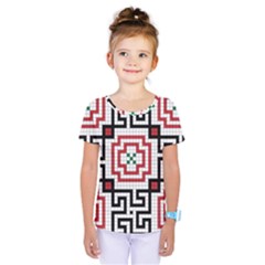 Vintage Style Seamless Black, White And Red Tile Pattern Wallpaper Background Kids  One Piece Tee