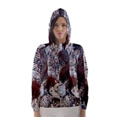 Wooden Hot Ashes Pattern Hooded Wind Breaker (women)