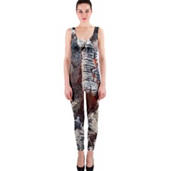 Wooden Hot Ashes Pattern Onepiece Catsuit