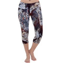 Wooden Hot Ashes Pattern Capri Yoga Leggings