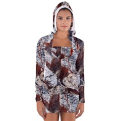 Wooden Hot Ashes Pattern Women s Long Sleeve Hooded T-shirt by Simbadda