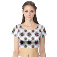 Pearly Pattern Half Tone Background Short Sleeve Crop Top (tight Fit)