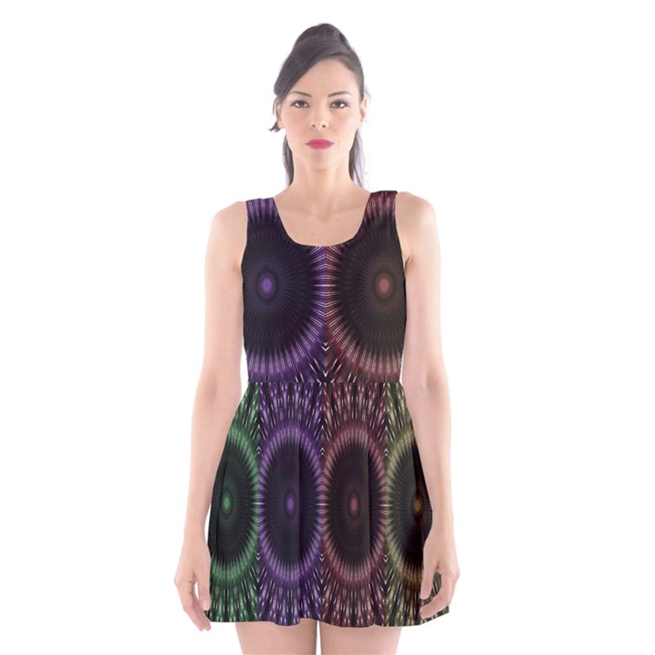 Digital Colored Ornament Computer Graphic Scoop Neck Skater Dress