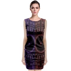 Digital Colored Ornament Computer Graphic Sleeveless Velvet Midi Dress