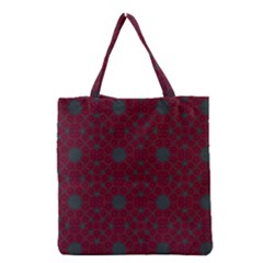 Blue Hot Pink Pattern With Woody Circles Grocery Tote Bag by Simbadda