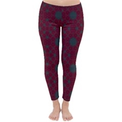 Blue Hot Pink Pattern With Woody Circles Classic Winter Leggings by Simbadda