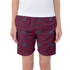 Blue Hot Pink Pattern With Woody Circles Women s Basketball Shorts by Simbadda