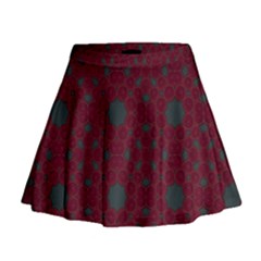 Blue Hot Pink Pattern With Woody Circles Mini Flare Skirt by Simbadda