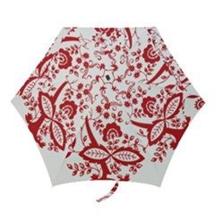 Red Vintage Floral Flowers Decorative Pattern Clipart Mini Folding Umbrellas by Simbadda