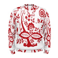 Red Vintage Floral Flowers Decorative Pattern Clipart Men s Sweatshirt by Simbadda