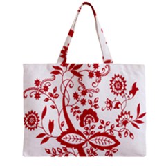 Red Vintage Floral Flowers Decorative Pattern Clipart Zipper Mini Tote Bag by Simbadda