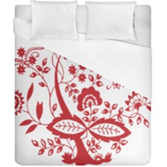 Red Vintage Floral Flowers Decorative Pattern Clipart Duvet Cover (california King Size) by Simbadda