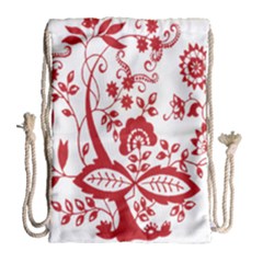 Red Vintage Floral Flowers Decorative Pattern Clipart Drawstring Bag (large) by Simbadda