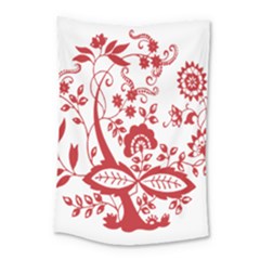 Red Vintage Floral Flowers Decorative Pattern Clipart Small Tapestry