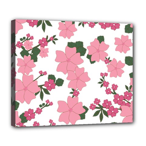 Vintage Floral Wallpaper Background In Shades Of Pink Deluxe Canvas 24  X 20   by Simbadda