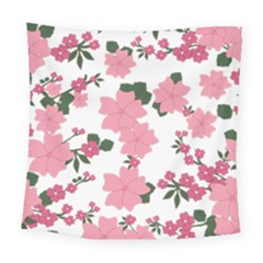 Vintage Floral Wallpaper Background In Shades Of Pink Square Tapestry (large) by Simbadda