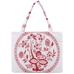 Red Vintage Floral Flowers Decorative Pattern Mini Tote Bag