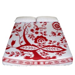 Red Vintage Floral Flowers Decorative Pattern Fitted Sheet (king Size) by Simbadda