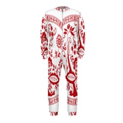 Red Vintage Floral Flowers Decorative Pattern Onepiece Jumpsuit (kids)