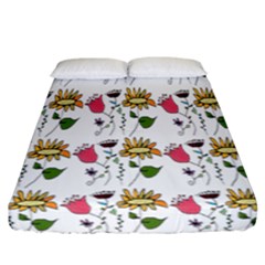 Handmade Pattern With Crazy Flowers Fitted Sheet (california King Size)