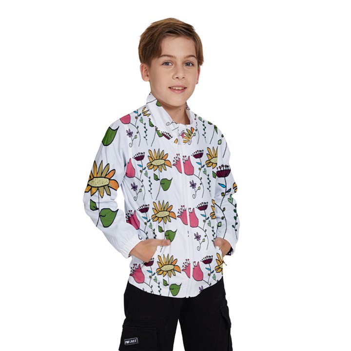 Handmade Pattern With Crazy Flowers Wind Breaker (Kids)