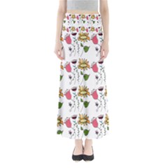 Handmade Pattern With Crazy Flowers Maxi Skirts