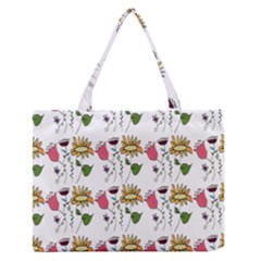 Handmade Pattern With Crazy Flowers Medium Zipper Tote Bag