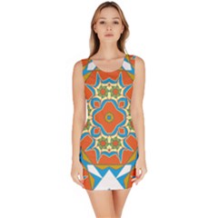 Digital Computer Graphic Geometric Kaleidoscope Sleeveless Bodycon Dress