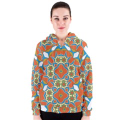 Digital Computer Graphic Geometric Kaleidoscope Women s Zipper Hoodie