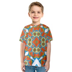 Digital Computer Graphic Geometric Kaleidoscope Kids  Sport Mesh Tee