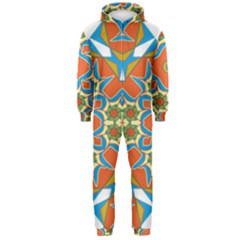 Digital Computer Graphic Geometric Kaleidoscope Hooded Jumpsuit (Men) 