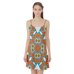 Digital Computer Graphic Geometric Kaleidoscope Satin Night Slip by Simbadda