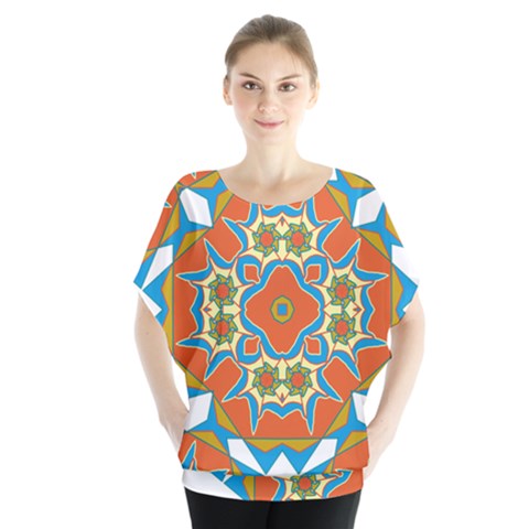 Digital Computer Graphic Geometric Kaleidoscope Blouse by Simbadda