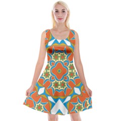 Digital Computer Graphic Geometric Kaleidoscope Reversible Velvet Sleeveless Dress