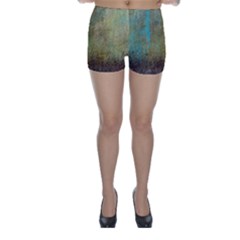 Aqua Textured Abstract Skinny Shorts