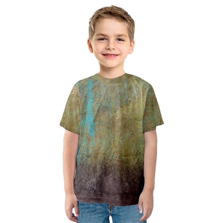 Aqua Textured Abstract Kids  Sport Mesh Tee