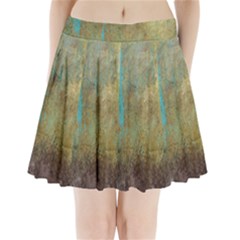 Aqua Textured Abstract Pleated Mini Skirt