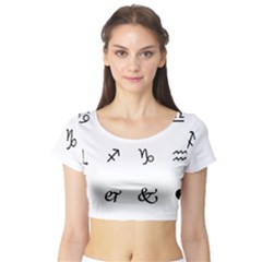 Set Of Black Web Dings On White Background Abstract Symbols Short Sleeve Crop Top (tight Fit)