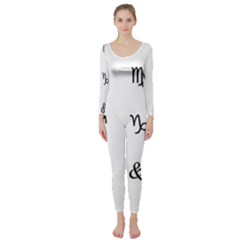 Set Of Black Web Dings On White Background Abstract Symbols Long Sleeve Catsuit by Amaryn4rt