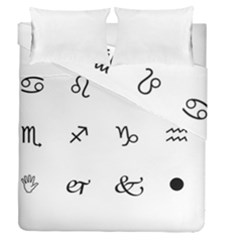 Set Of Black Web Dings On White Background Abstract Symbols Duvet Cover Double Side (queen Size) by Amaryn4rt