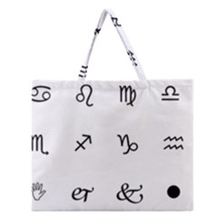 Set Of Black Web Dings On White Background Abstract Symbols Zipper Large Tote Bag